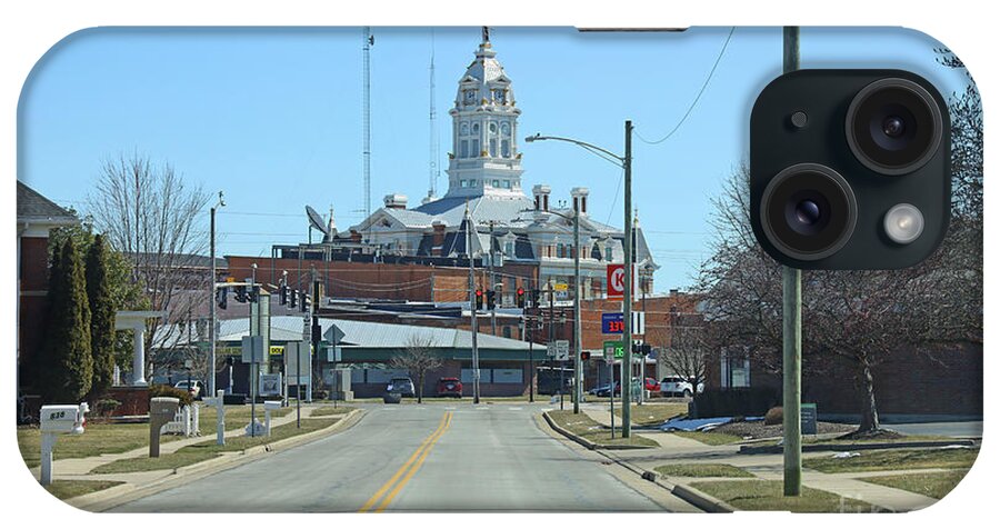 Henry County Courthouse iPhone Case featuring the photograph Henry County Courthouse Napoleon Ohio from Woodlawn Avenue 9932 by Jack Schultz
