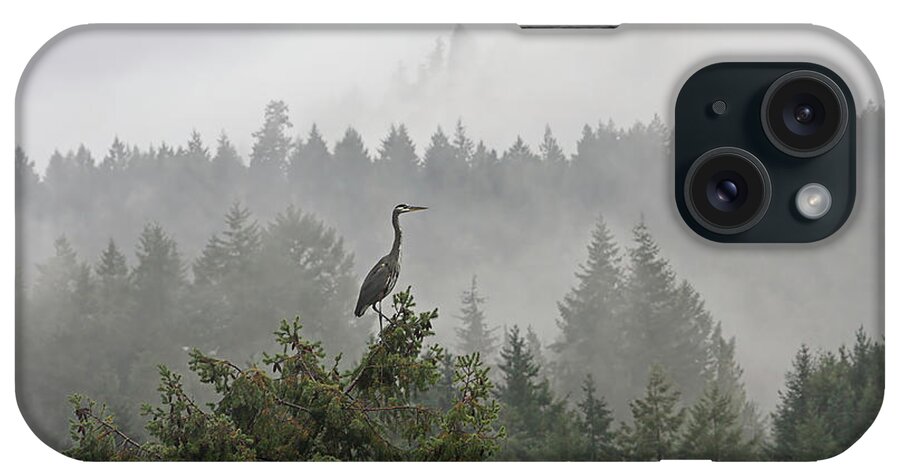 Heron iPhone Case featuring the photograph Heron in the Mist by Peggy Collins