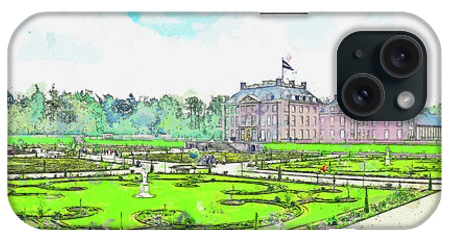  Town iPhone Case featuring the painting Het Loo Palace, watercolor, by Ahmet Asar by Celestial Images