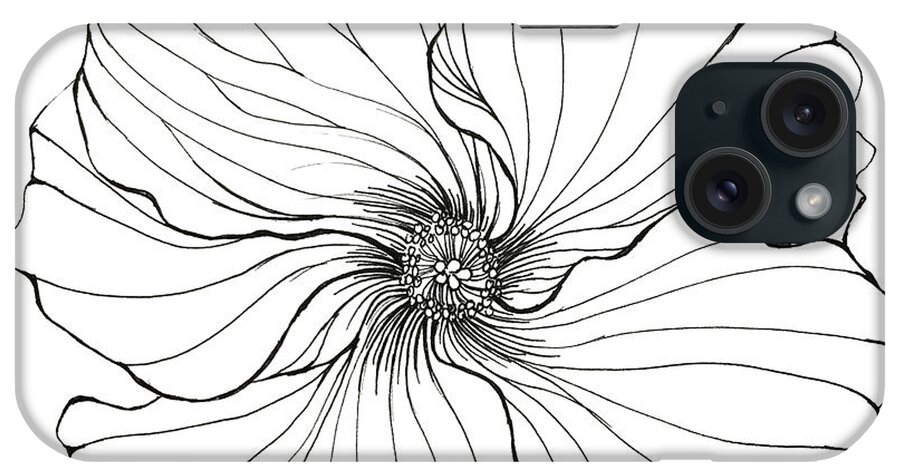Hibiscus Pen Drawing Black White Vellum Kauai Hawaii iPhone Case featuring the drawing Hibiscus by Catherine Bede