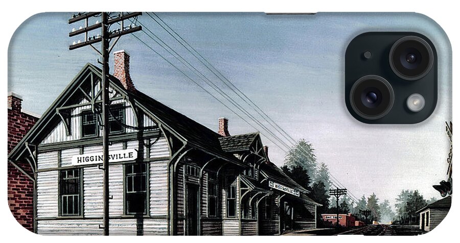 Architectural Landscape iPhone Case featuring the painting Higginsville Depot by George Lightfoot