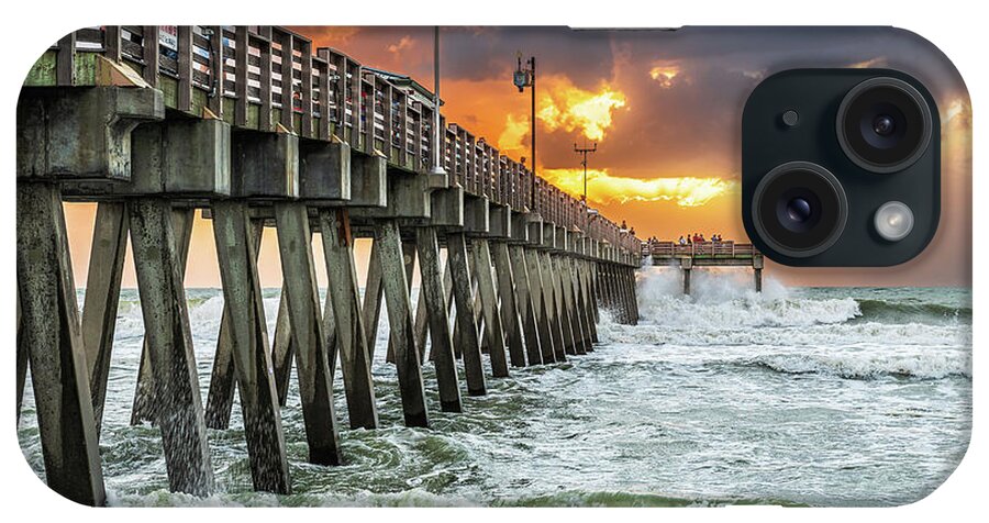 Venice Fishing Pier iPhone Case featuring the photograph High Surf at Venice Fishing Pier by Rudy Wilms