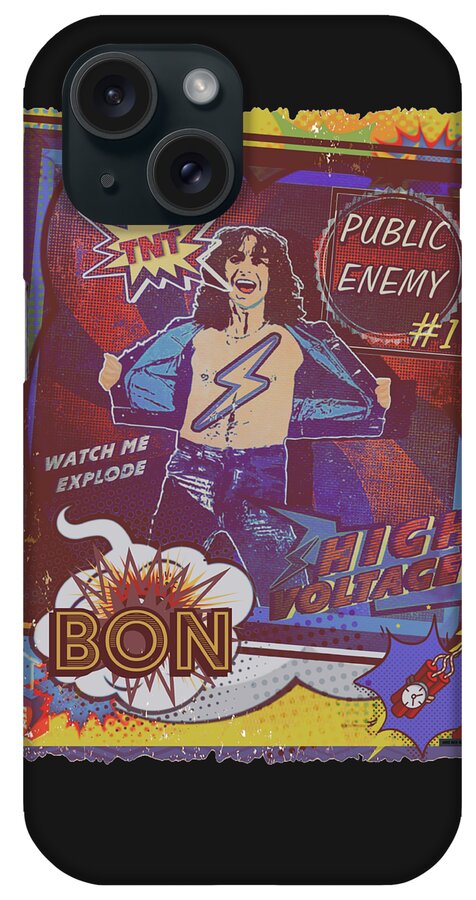 Acdc iPhone Case featuring the digital art High Voltage Comic Book Cover by Christina Rick