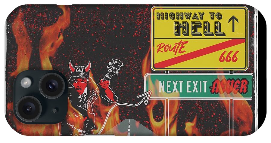 Acdc iPhone Case featuring the digital art Highway To Hell by Christina Rick