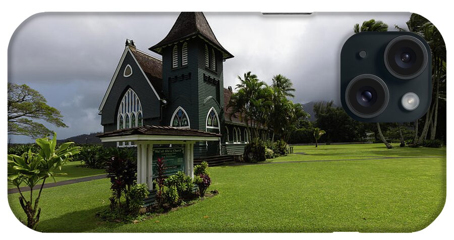 Wai`oli Hui`ia Church iPhone Case featuring the photograph Historic Christian Church in Hanalei by Eva Lechner