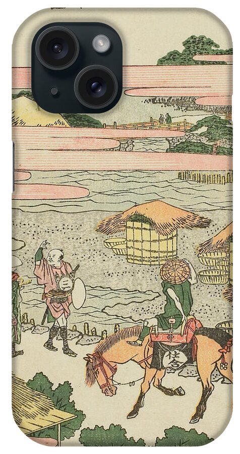 19th Century Art iPhone Case featuring the relief Hodogaya, from the series Fifty-Three Stations of the Tokaido by Katsushika Hokusai