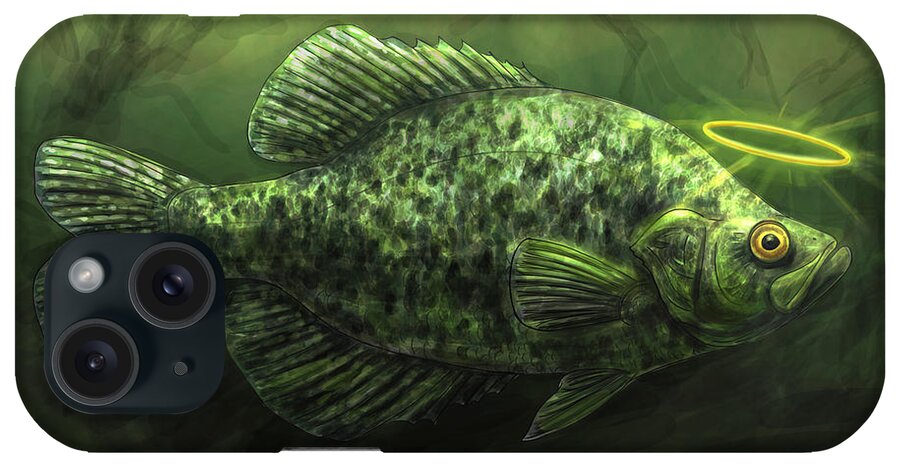 Haha Very Puny iPhone Case featuring the digital art Holy Crappie by David Burgess