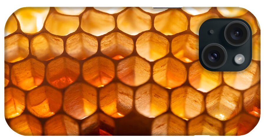 Honey iPhone Case featuring the photograph Honeycomb Macro by Amelia Pearn