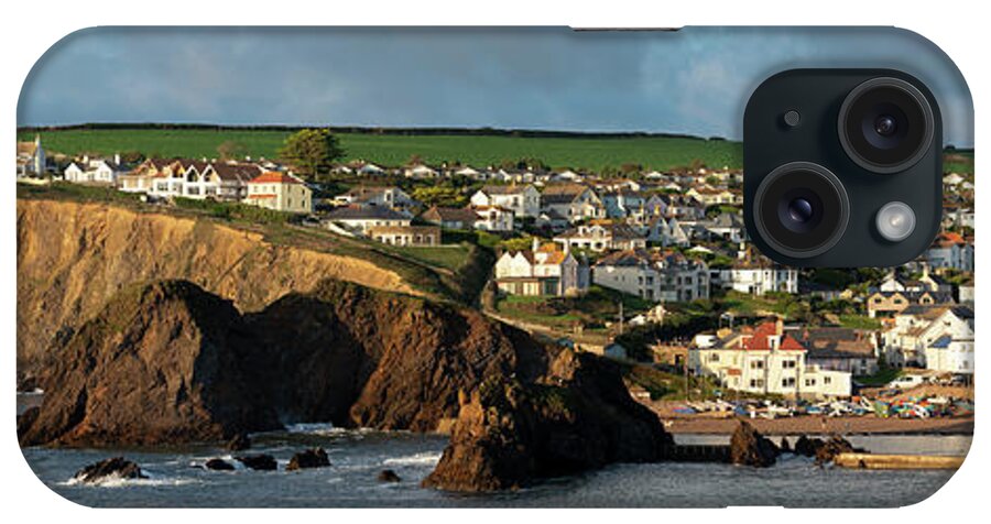 Coast iPhone Case featuring the photograph Hope Cove village bay south devon coast panorama by Sonny Ryse