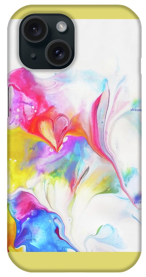 Colorful iPhone Case featuring the mixed media Hope Joy Love by Deborah Erlandson