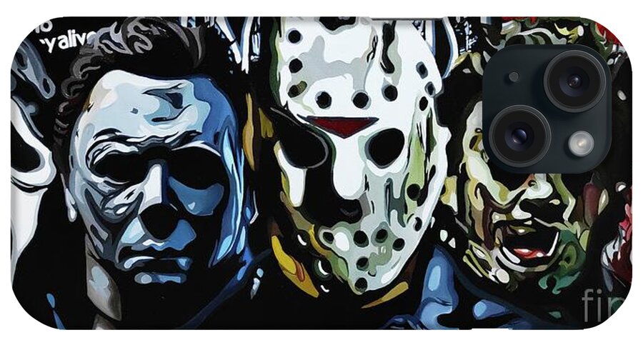 Horror iPhone Case featuring the painting Horror icons-Slashers by Victoria Glaittli