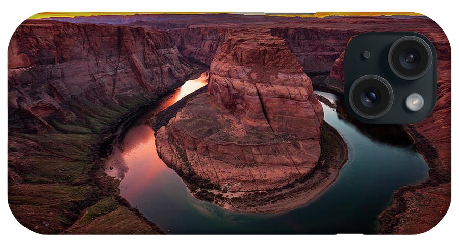 Arizona iPhone Case featuring the photograph Horseshoe Bend and Colorado River in Page, Arizona by FeelingVegas Wall Art and Prints