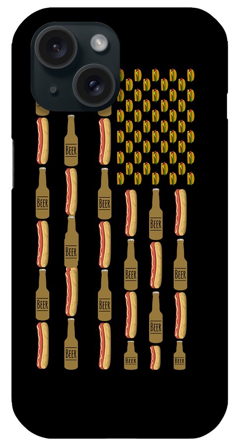 Funny iPhone Case featuring the digital art Hot Dogs Beer Flag 4th of July by Flippin Sweet Gear