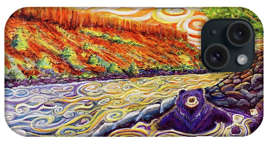 Bears iPhone Case featuring the painting Hot Spring Bears by David Sockrider