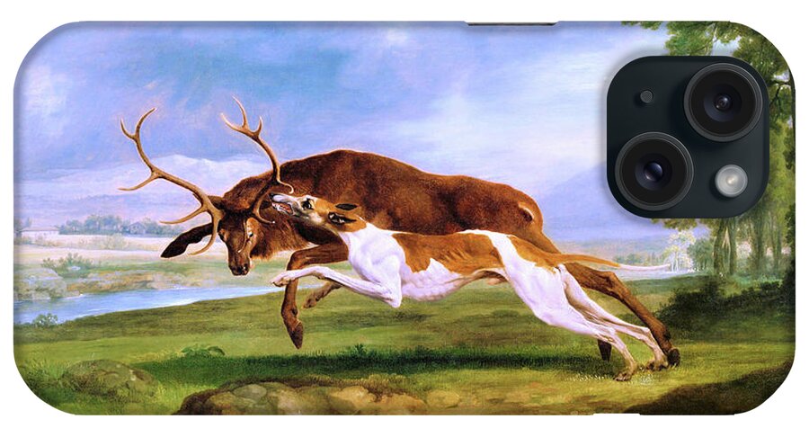 Hound Coursing A Stag iPhone Case featuring the painting Hound Coursing a Stag - Digital Remastered Edition by George Stubbs