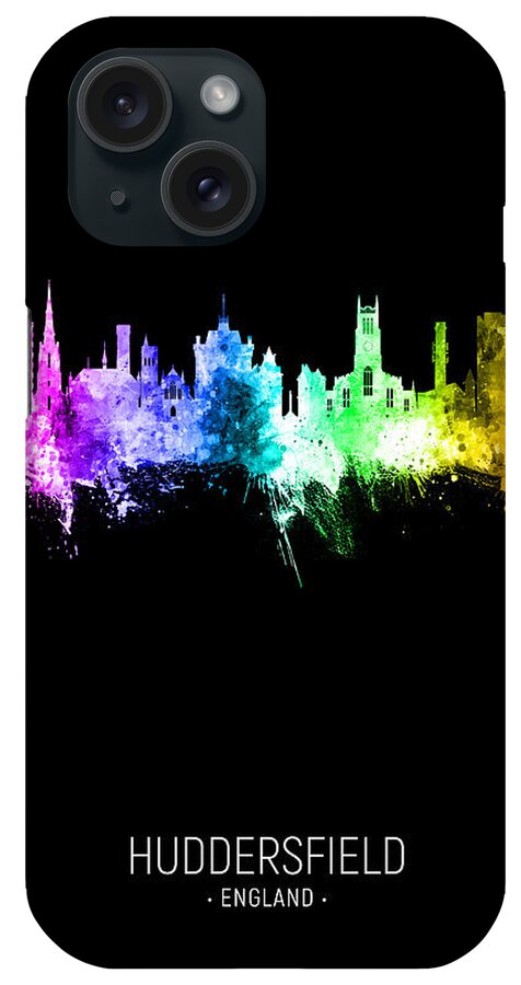 Huddersfield iPhone Case featuring the digital art Huddersfield England Skyline #79 by Michael Tompsett