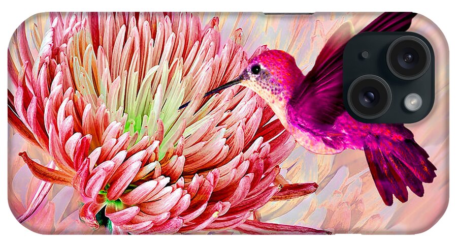 Flower iPhone Case featuring the painting Hummingbird and Mum by Michele Avanti