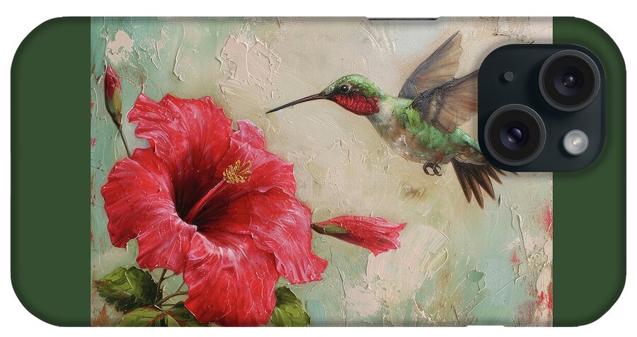 Hummingbird iPhone Case featuring the painting Hummingbird And The Hibiscus by Tina LeCour