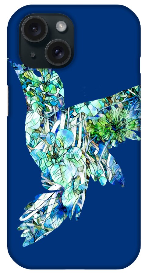  iPhone Case featuring the mixed media Hummingbird Transparent Blue by Eileen Backman