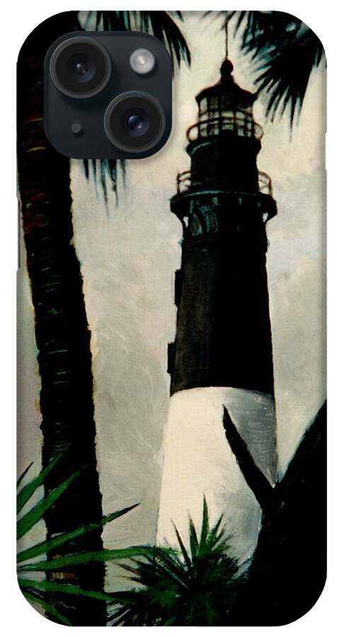 Lighthouse iPhone Case featuring the painting Hunting Island Lighthouse by Blue Sky