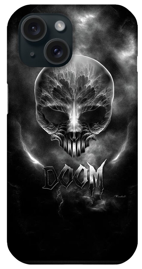 Doom iPhone Case featuring the digital art I Am Doom Fractal Gothic Skull by Xzendor7