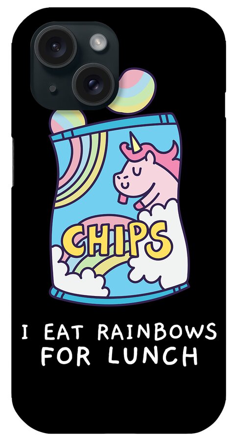 Cool iPhone Case featuring the digital art I Eat Rainbows for Lunch Unicorn Chips by Flippin Sweet Gear