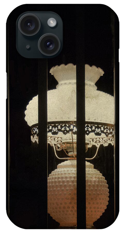 Lamp iPhone Case featuring the mixed media I Leave a Light On by Moira Law