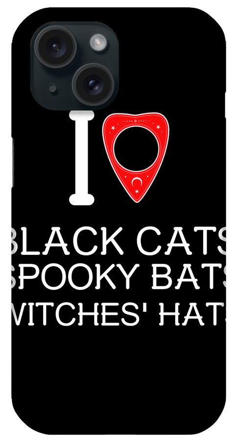 Halloween iPhone Case featuring the digital art I Love Black Cat Spooky Bats Witches Hats by Flippin Sweet Gear