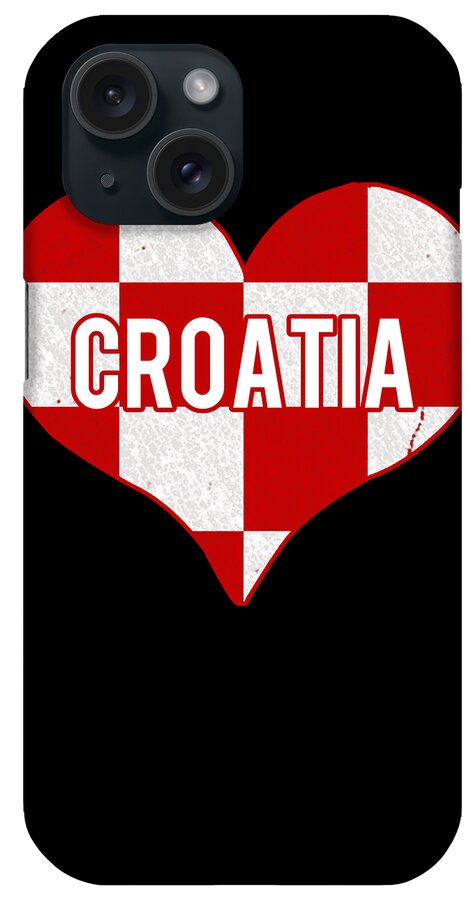 Funny iPhone Case featuring the digital art I Love Croatia Jersey by Flippin Sweet Gear