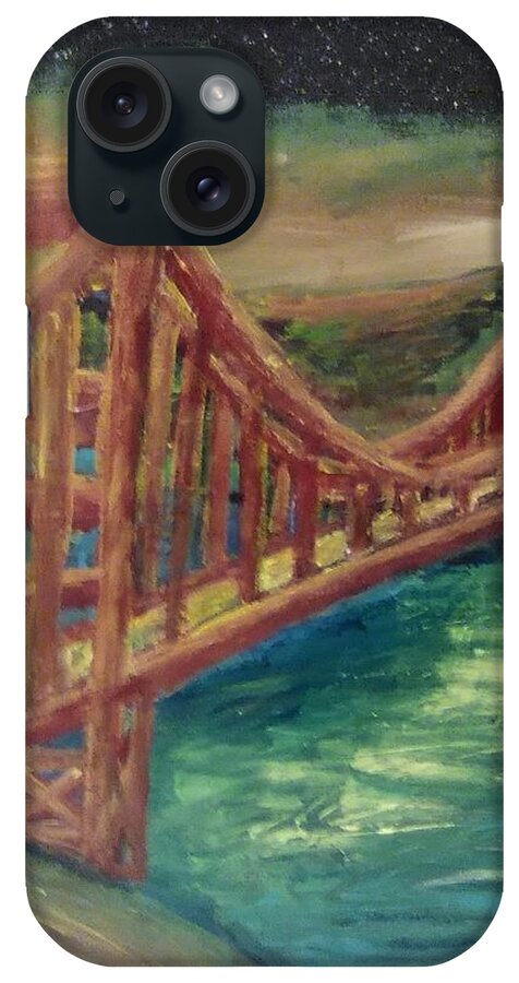 Golden Gate Bridge iPhone Case featuring the painting I Opened My Heart at the Golden Gate Bridge by Andrew Blitman