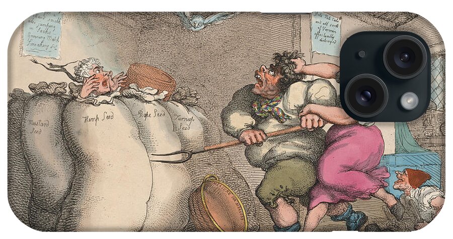 Thomas Rowlandson iPhone Case featuring the drawing I Smell a Rat or a Rogue in Grain by Thomas Rowlandson
