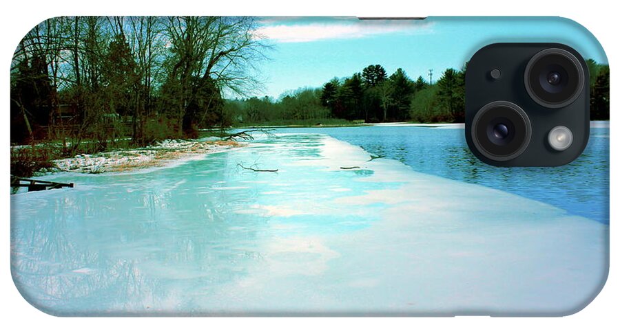 Water iPhone Case featuring the digital art Ice on the Mill Pond by Cliff Wilson