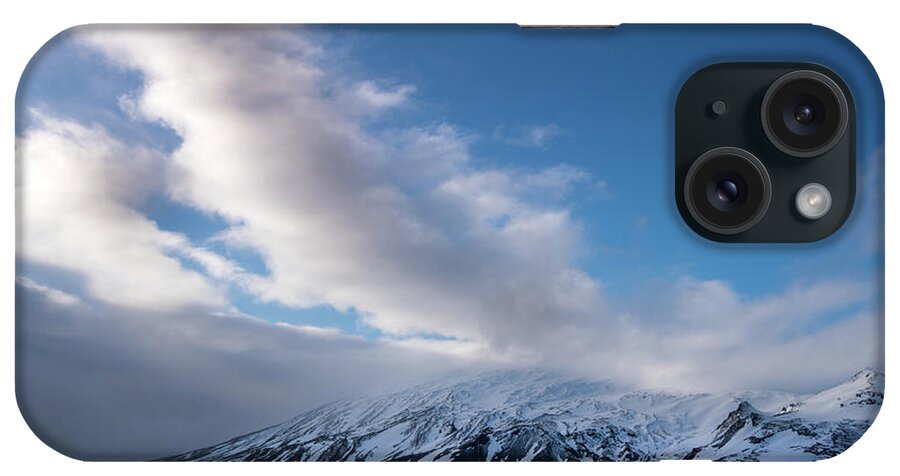 Iceland iPhone Case featuring the photograph Icelandic landscape with mountains covered in snow at snaefellsnes peninsula in Iceland by Michalakis Ppalis