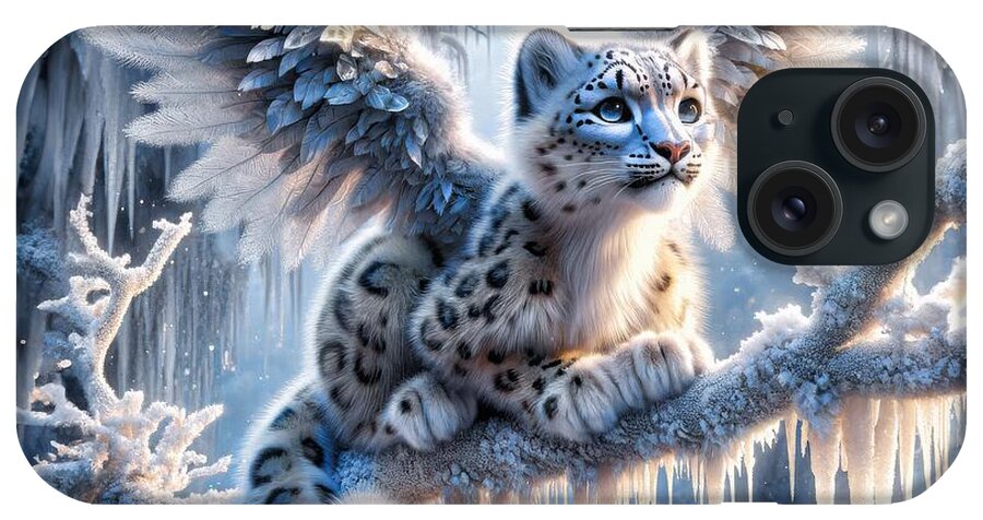 Snow Leopard iPhone Case featuring the digital art Icicle Realms by Bill And Linda Tiepelman