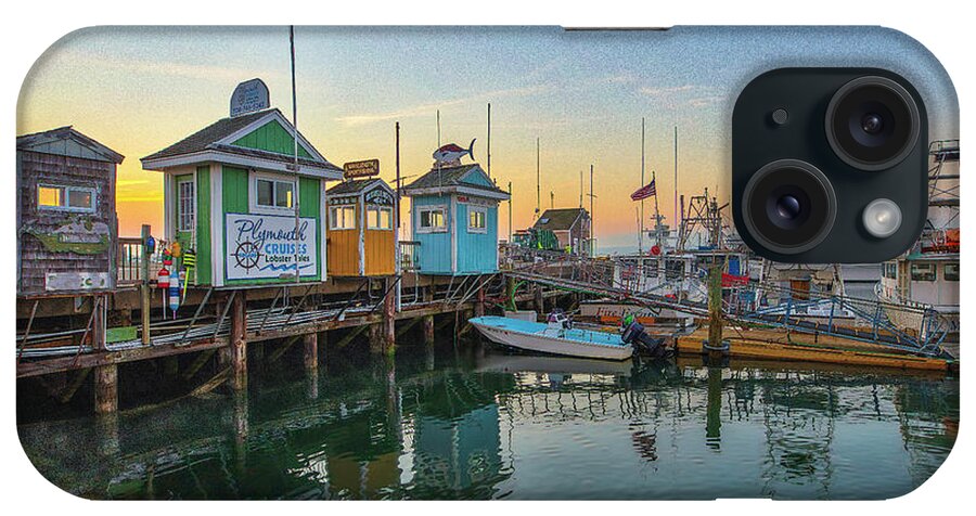 Plymouth Harbor iPhone Case featuring the photograph Iconic Plymouth Harbor Whale Watching Deep Sea Fishing Harbor Cruises Tickets Booths by Juergen Roth