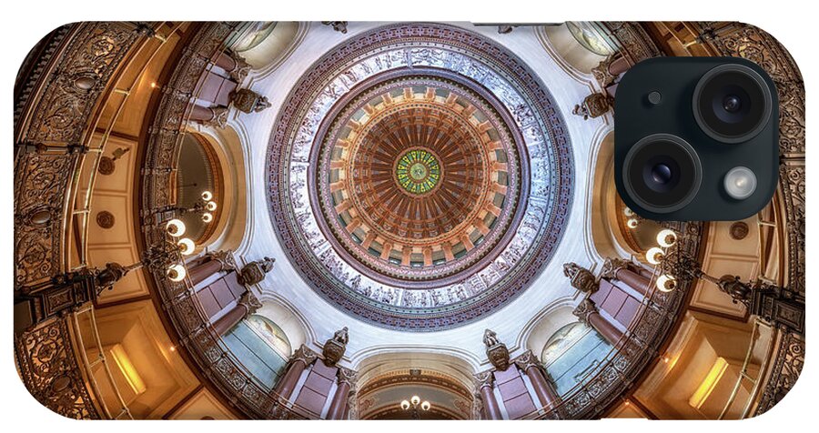 Illinois State Capitol iPhone Case featuring the photograph Illinois State Capitol Interior Dome by Susan Rissi Tregoning