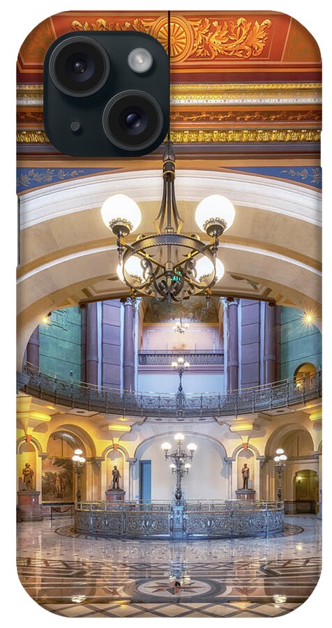 Illinois State Capitol iPhone Case featuring the photograph Illinois State Capitol Interior - Second Floor Rotunda by Susan Rissi Tregoning