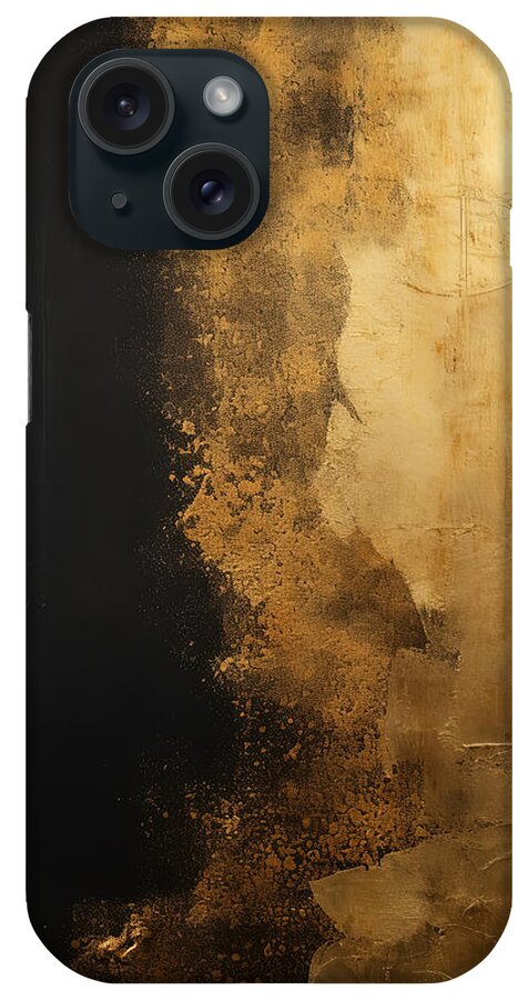Black And Gold Art iPhone Case featuring the painting Illusion of Opulence - Black Gold Wall Art by Lourry Legarde