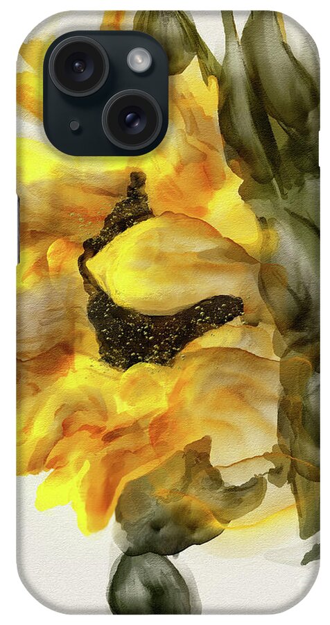 Sunflower iPhone Case featuring the digital art Sunflower In Profile by Lois Bryan