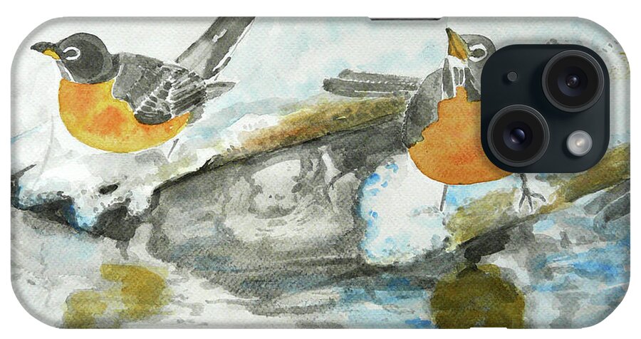 Birds iPhone Case featuring the painting In anticipation by Jasna Dragun