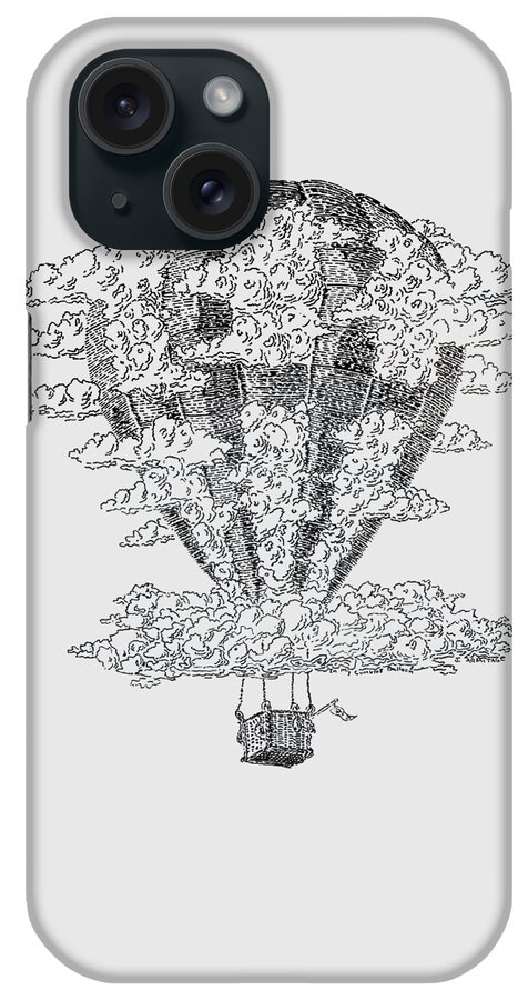 Hot Air Balloon iPhone Case featuring the drawing In My Cumulous Balloon by Jenny Armitage