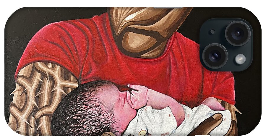 Baby iPhone Case featuring the painting In My Father's Arms by O Yemi Tubi