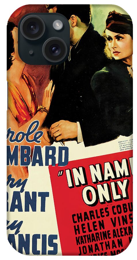 Name iPhone Case featuring the mixed media ''In Name Only'', 1939 -b by Movie World Posters