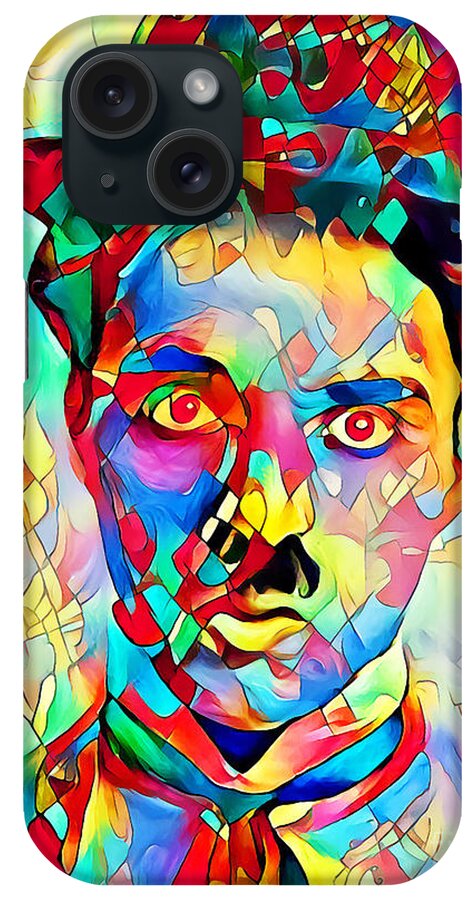 Wingsdomain iPhone Case featuring the photograph Charlie Chaplin in Vibrant Painterly Colors 20200516a by Wingsdomain Art and Photography