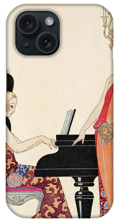 Piano iPhone Case featuring the painting Incantation by Georges Barbier