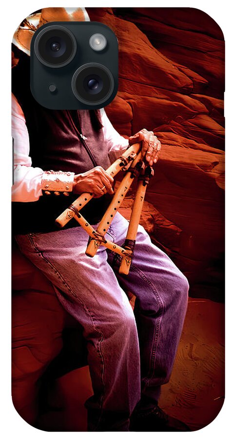 2017 iPhone Case featuring the photograph Indian Flute Player by George Harth