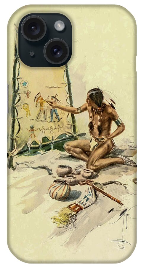 Indian iPhone Case featuring the painting Indian painting from The Song of Hiawatha 1906 by Harrison Fisher