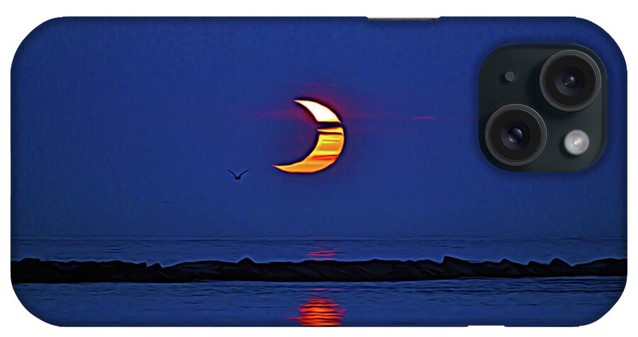 Indian River Inlet iPhone Case featuring the photograph Indian River Bridge Annular Eclipse Expressionism by Bill Swartwout