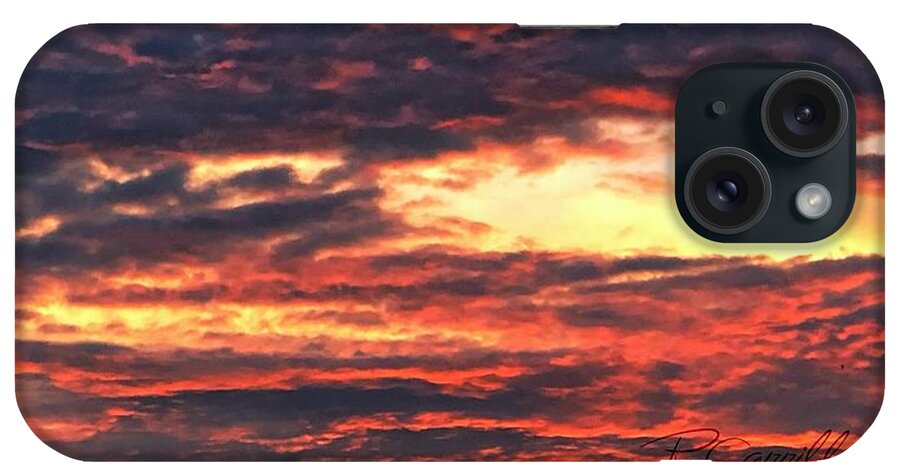 Inferno Wave Sunsets Storm Clouds Sunsets iPhone Case featuring the photograph Inferno Wave Sunset by Ruben Carrillo