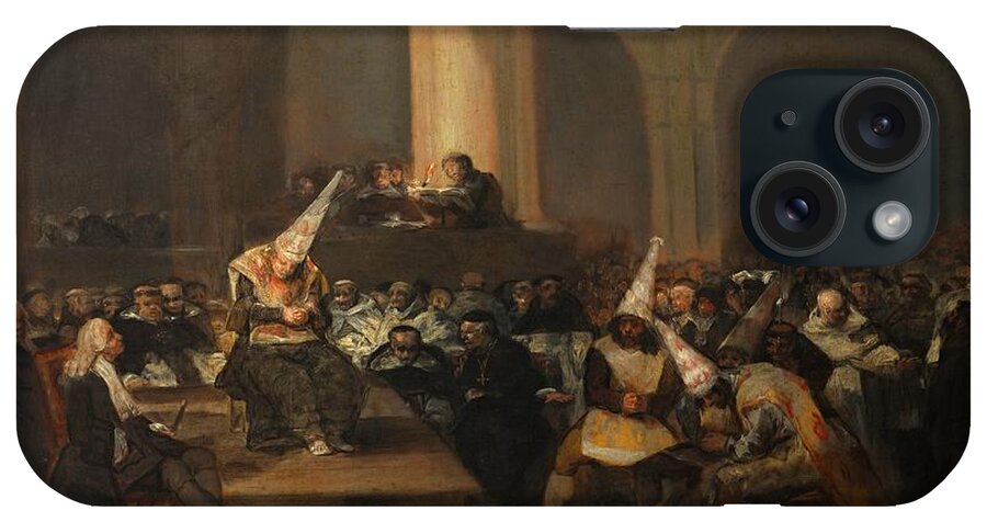 Francisco Goya iPhone Case featuring the painting Inquisition Scene 1808 by Vincent Monozlay